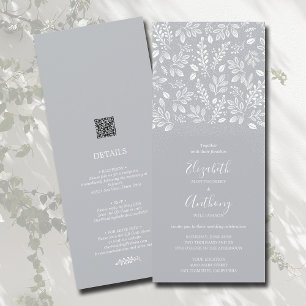 Botanical All-In-One Grey Wedding Invitation