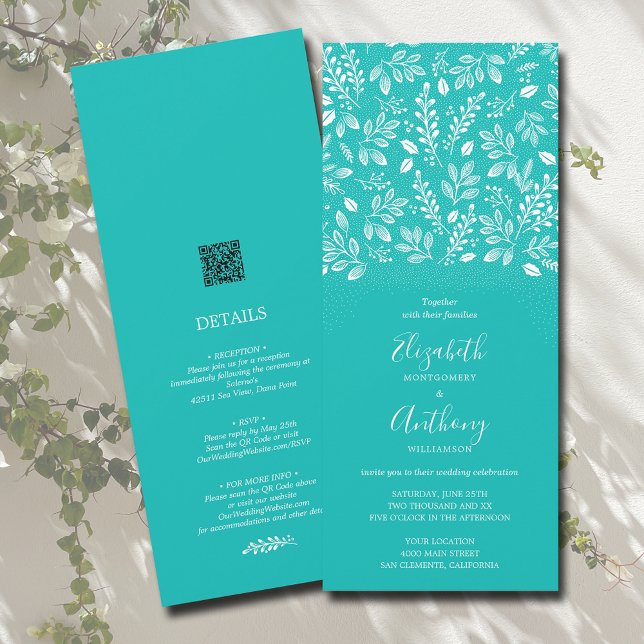 Botanical All In One Sea Glass Wedding Invitations (Creator Uploaded)