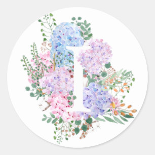 Botanical alphabet I hydrangea flowers  Classic Round Sticker