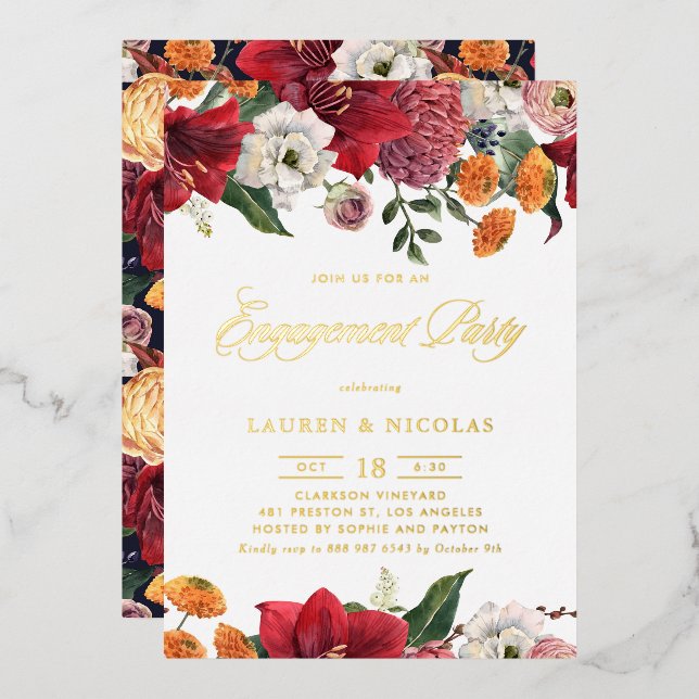 Botanical Amaryllis and Mums Engagement Party (Front/Back)