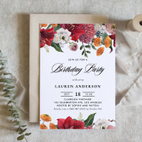 Botanical Amaryllis and Mums Floral Birthday