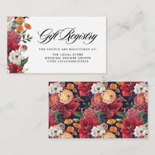 Botanical Amaryllis and Mums Wedding Registry Enclosure Card