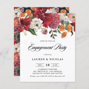 Botanical Amaryllis Engagement Party Invitation