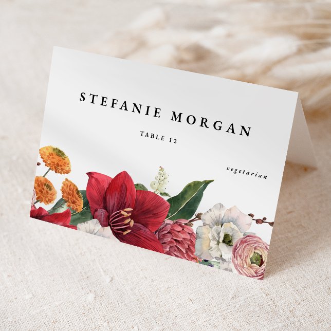 Botanical Amaryllis Wedding Meal Choice Place Card (Creator Uploaded)