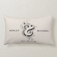 Botanical Ampersand  Newlywed Name Date Linen