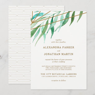 Botanical and Copper Geometric Wedding Invitation