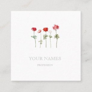 BOTANICAL "ANEMONES" FLORAL  BUSINESS CARD