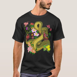 Botanical Animal Reptile Lover Flowers Pet Snake T-Shirt