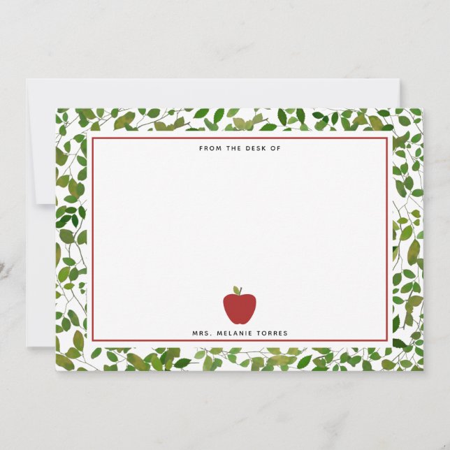 Botanical Apple Teacher Card (Front)