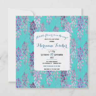 Botanical Aqua blue floral watercolor Baby Shower