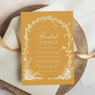 Botanical Arch Garden Amber Bridal Shower Invitation