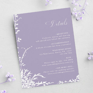 Botanical Arch Garden Lavender Wedding Details Enclosure Card