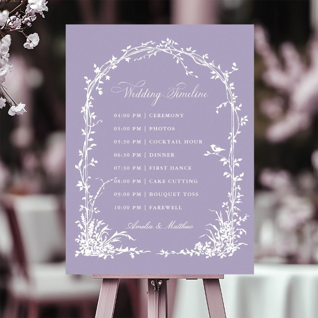 Botanical Arch Garden Lavender Wedding Timeline Poster (Creator Uploaded)