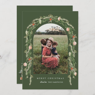 Botanical Arch Modern Photo Christmas Holiday Invitation