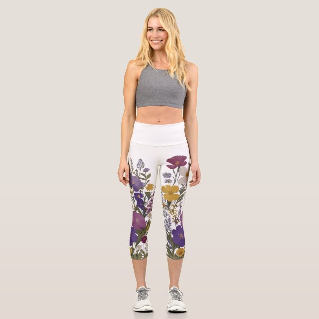 Botanical Art  Capri Leggings (Front)