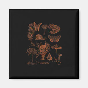 Botanical Art, Frog Fungi Goblincore Aesthetic Cot Magnet