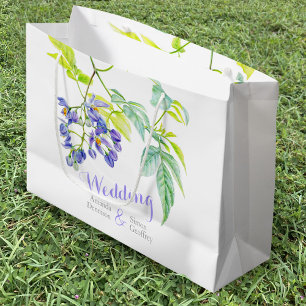 Botanical art purple wedding large gift bag