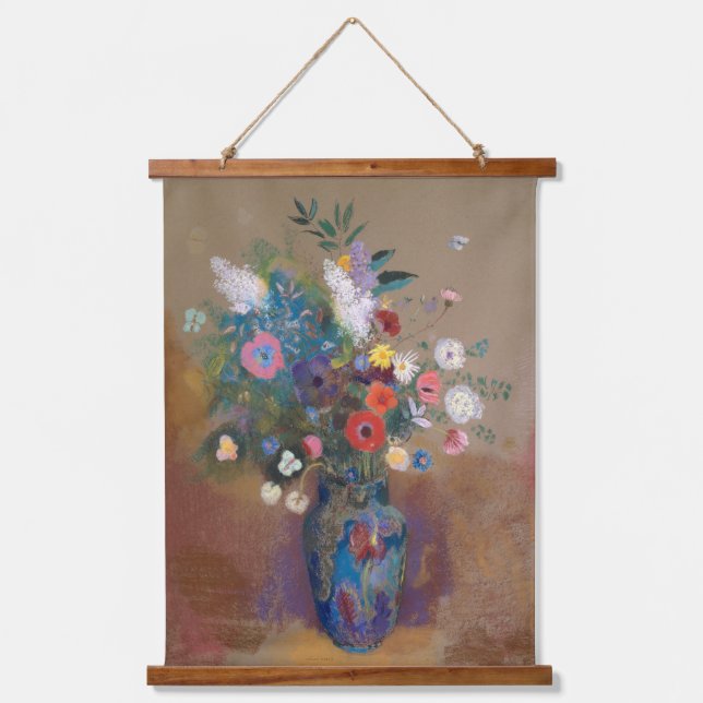 Botanical Art Vintage 1900 Flowers Hanging Tapestry (Front)