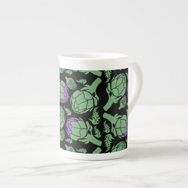 Botanical Artichoke Art Home Decor Bone China Mug (Front Right)