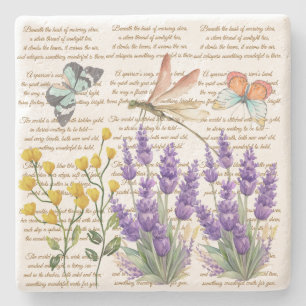 Botanical artwork Lovely handwritten letters cute Stone Coaster