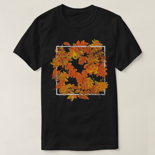 Botanical Autumn Leaves Nature Forest Thanksgiving T-Shirt (Design Front)