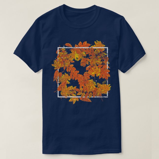 Botanical Autumn Leaves Nature Forest Thanksgiving T-Shirt (Design Front)