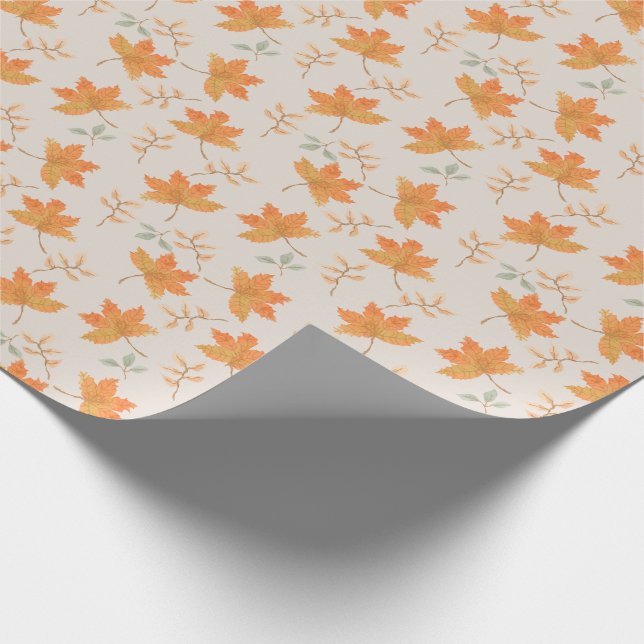 Botanical Autumn Leaves Pattern Thanksgiving Wrapping Paper (Corner)
