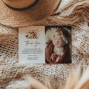 Botanical Autumn Pumpkin Fall Baby Shower Thank You Card