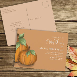 Botanical Autumn Pumpkins Bridal Shower Fall  Postcard