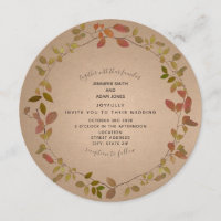 Botanical Autumn Round Wedding Invitation