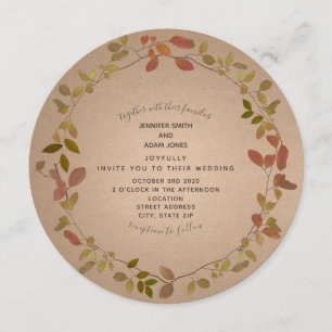 Botanical Autumn Round Wedding Invitation