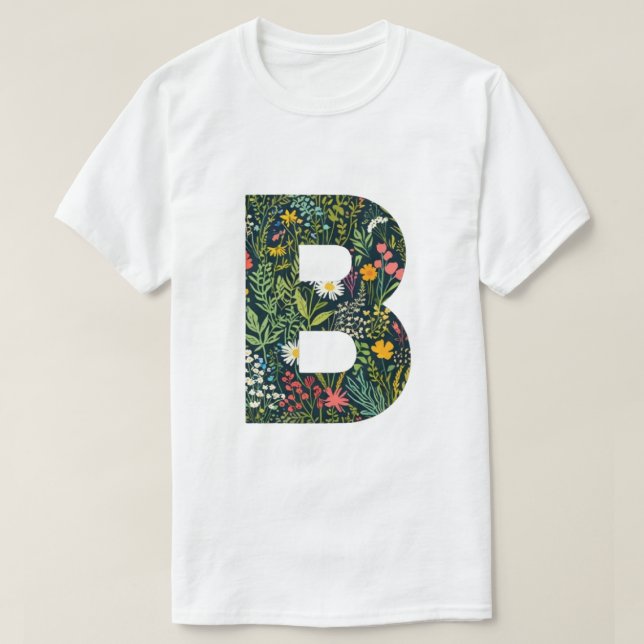 Botanical B Alphabet  T-Shirt (Design Front)