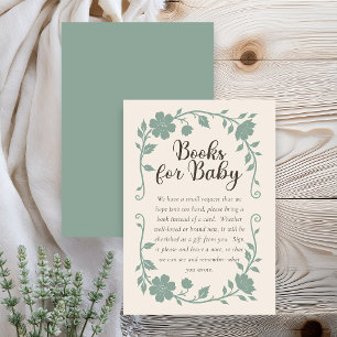Botanical Baby Shower Book Request Card Sage