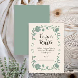 Botanical Baby Shower Diaper Raffle Sage Enclosure Card