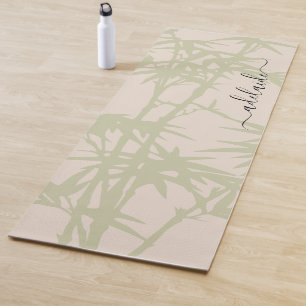 Botanical Bamboo Foliage Bali Monogram Yoga Mat