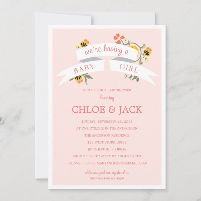 BOTANICAL BANNER | BABY SHOWER INVITATION (Front)