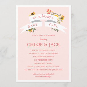 BOTANICAL BANNER BABY SHOWER INVITATION