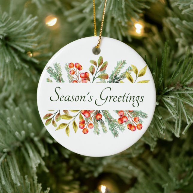 Botanical banner custom ceramic ornament (Tree)