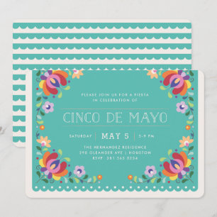 Botanical Banner Fiesta Invitation - Turquoise