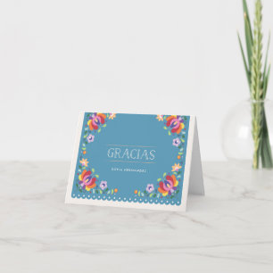 Botanical Banner Gracias Note Card - Cerulean