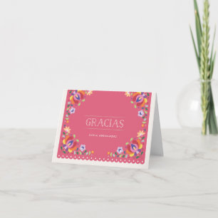 Botanical Banner Gracias Note Card - Magenta