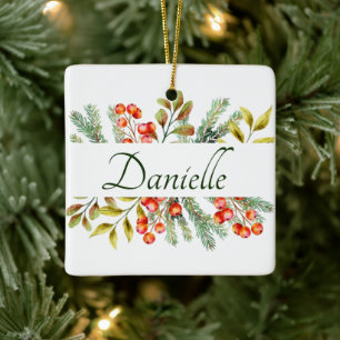 Botanical banner personalised ceramic ornament
