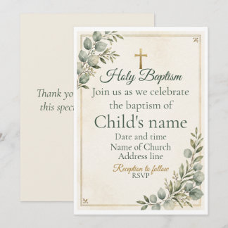Botanical Baptism Invitation