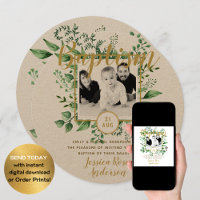 Botanical Baptism PHOTO Invtiations Boy or Girl