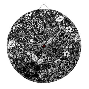 Botanical Beauties Black n White Dartboard