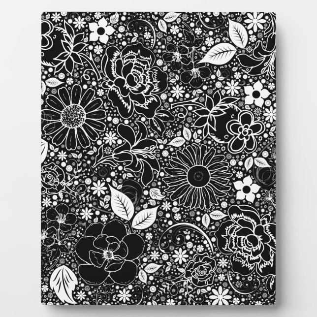 Botanical Beauties Black n White Desktop Plaque (Front)