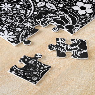 Botanical Beauties Black n White Jigsaw Puzzle