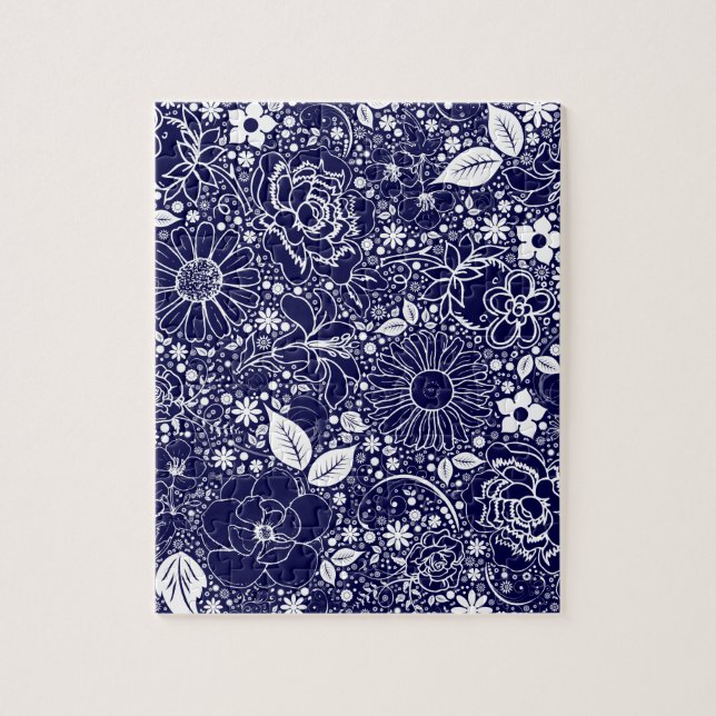 Botanical Beauties Blue Jigsaw Puzzle (Vertical)