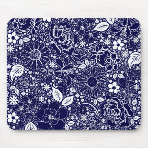 Botanical Beauties Blue Mouse Mat