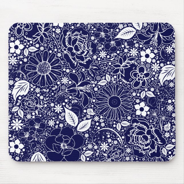 Botanical Beauties Blue Mouse Mat (Front)